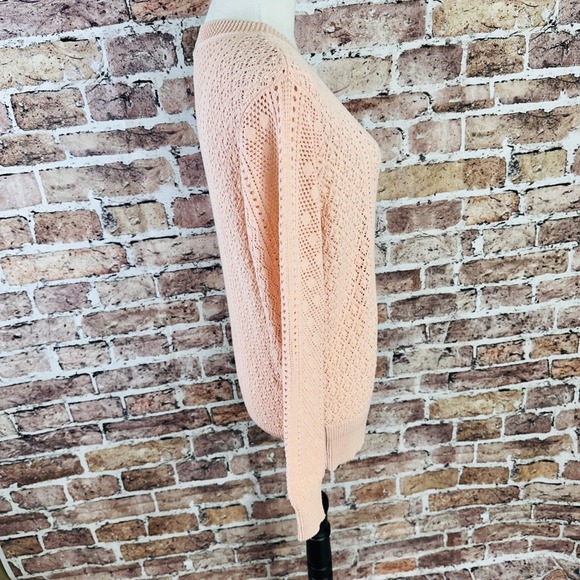 White House Black Market Blush Pointelle V-Neck Knit Sweater Women's Large - Picture 6 of 16